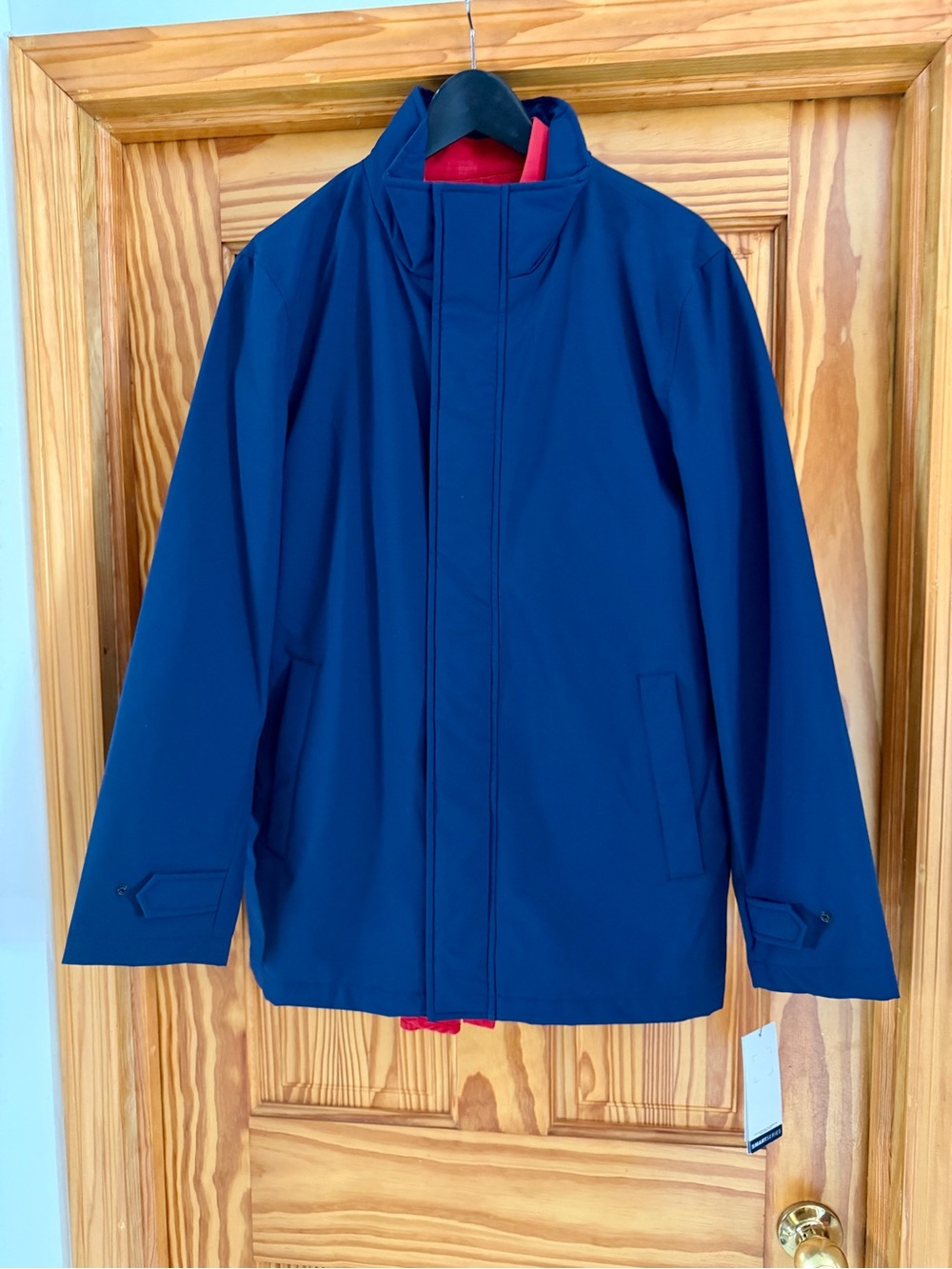 Dockers Men's Dark Blue Raincoat with Red Liner